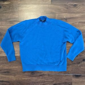 Quince Organic Cotton Mockneck Sweater in Cobalt Blue size Small